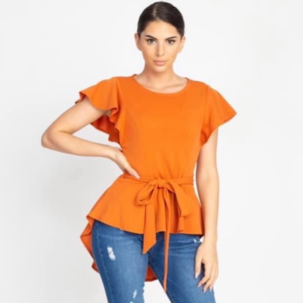 Orange Peplum Top